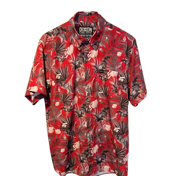 DIXXON Limited Edition Snap On Tools Hawaiian Shirt Men's LARGE Red Floral. - Picture 9 of 11